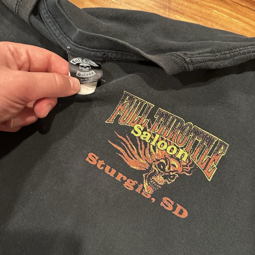 Full Throttle Saloon Shirt Mens XL Black Skull Motorcycle Graphic Tee Sturgis SD - Picture 6 of 6